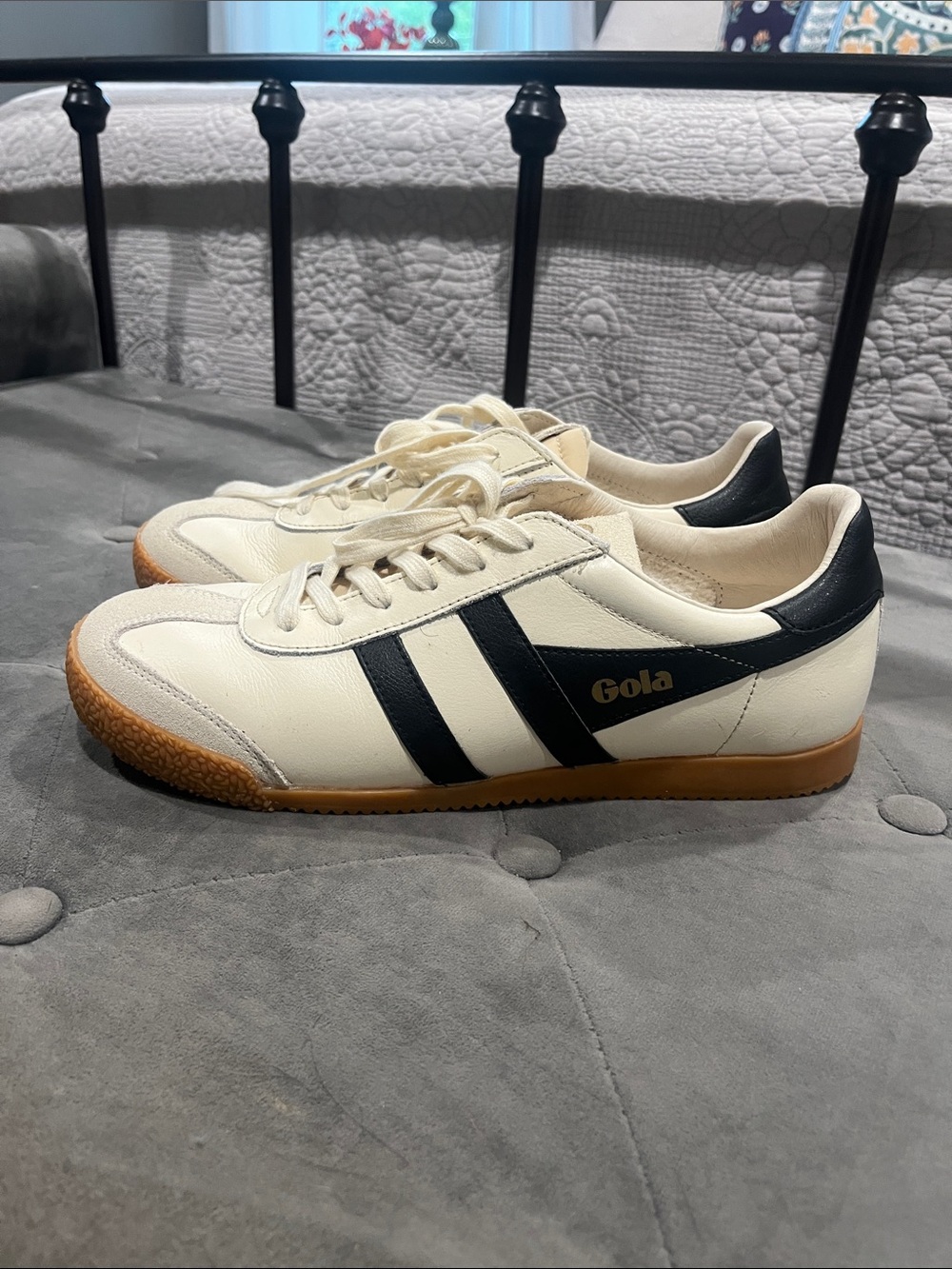 Gola Cream and Black Retro-Style Sneakers
